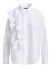 Essentiel Antwerp Ruffle-detail Cotton Shirt In White
