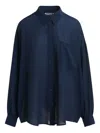 Essentiel Antwerp Ruffle-sleeve Shirt In Blue