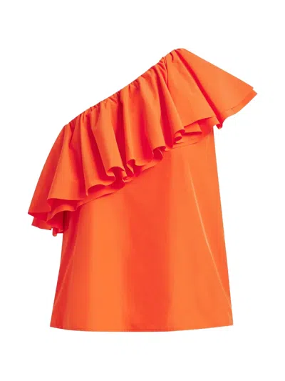 Essentiel Antwerp Ruffled Asymmetric Blouse In Orange