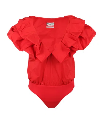 Essentiel Antwerp Ruffled Bodysuit In Red