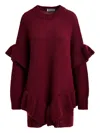 Essentiel Antwerp Ruffled-details Knit Mini Dress In Red