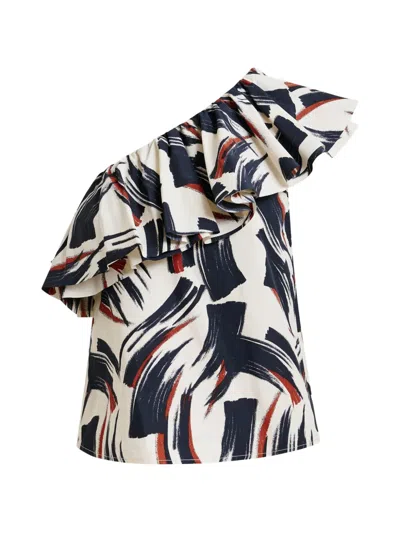Essentiel Antwerp Ruffled-neck Blouse In Animal Print