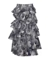 Essentiel Antwerp Tiered Ruffle Skirt With Checkered Pattern In Black