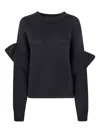 Essentiel Antwerp Ruffled-sleeve Sweater In Black