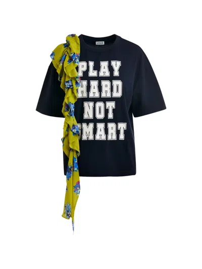 Essentiel Antwerp T-shirt Mit Rüschenbesatz In Blue