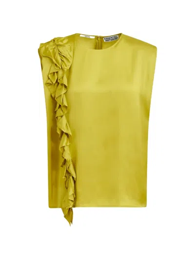 Essentiel Antwerp Ruffled-trim Sleeveless Blouse In Yellow