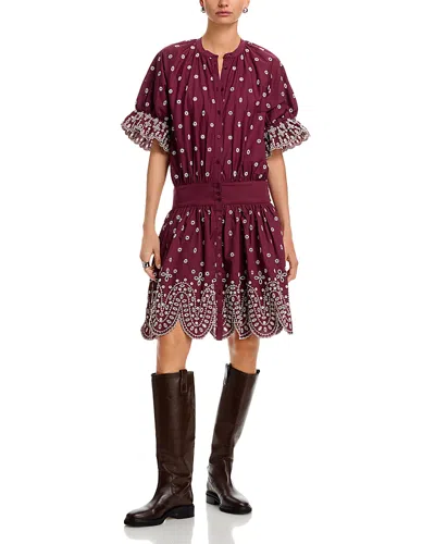 Essentiel Antwerp Scallop Edge Dress In Burgundy