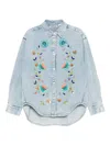 Essentiel Antwerp Sequin-embellished Floral Shirt In Blue