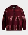 Essentiel Antwerp Illuminati Striped Sequin Polo Combo3 Margot Mauve In Burgundy