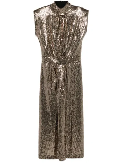 Essentiel Antwerp Gold Dot Midi Dress