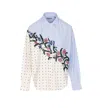 Essentiel Antwerp Independence Embroidered Buttondown Shirt In Blue