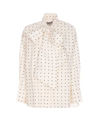 Essentiel Antwerp Polka-dot Bow-fastening Blouse In Neutral