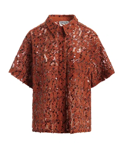 Essentiel Antwerp Sequin-embellished Short-sleeved Shirt In Multi