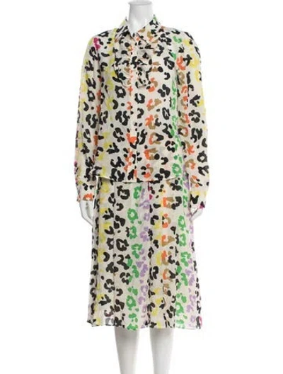 Pre-owned Essentiel Antwerp Silk Animal Print Skirt Set In Neutral