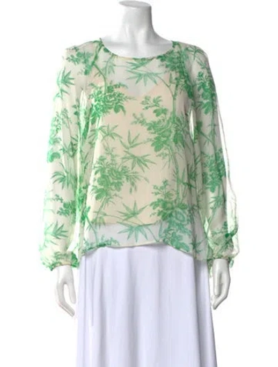 Pre-owned Essentiel Antwerp Silk Floral Print Blouse In Green