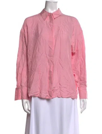 Pre-owned Essentiel Antwerp Silk Long Sleeve Blouse In Pink