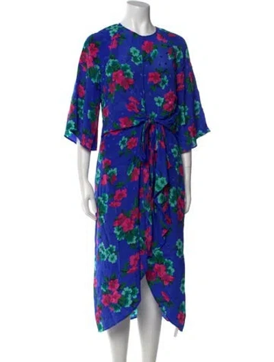 Pre-owned Essentiel Antwerp Silk Midi Length Dress In Blue