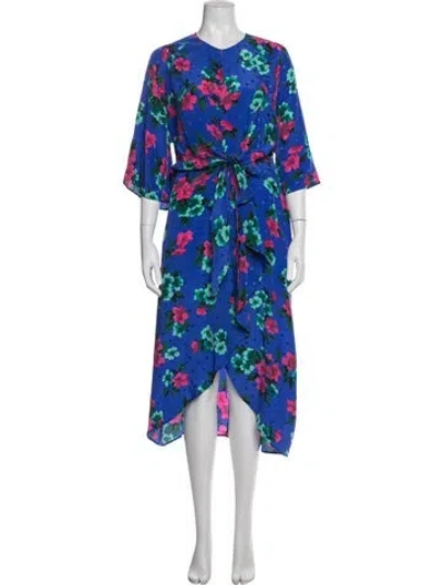Pre-owned Essentiel Antwerp Silk Midi Length Dress In Blue