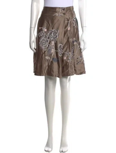 Pre-owned Essentiel Antwerp Silk Midi Length Skirt In Brown