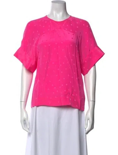 Pre-owned Essentiel Antwerp Silk Polka Dot Print Top In Pink