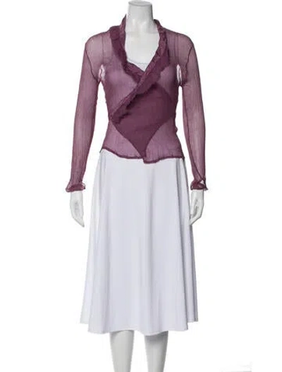 Pre-owned Essentiel Antwerp Silk V-neck Sweater In Purple