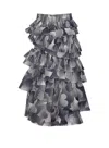Essentiel Antwerp Tiered Ruffle Skirt With Checkered Pattern In Black