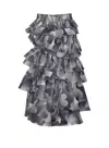 Essentiel Antwerp Tiered Ruffle Skirt With Checkered Pattern In Black