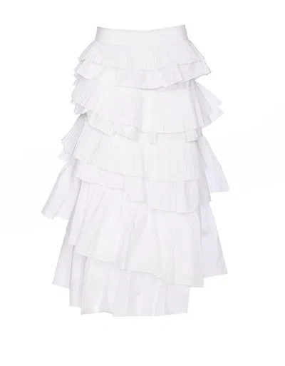 Essentiel Antwerp Midi Simmetric Skirt In Strati In White