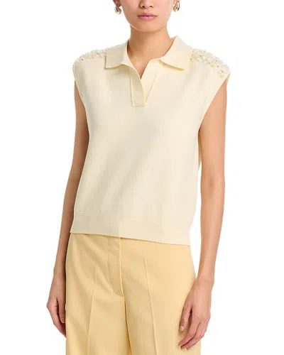 Essentiel Antwerp Sleeveless Polo Top In Neutral