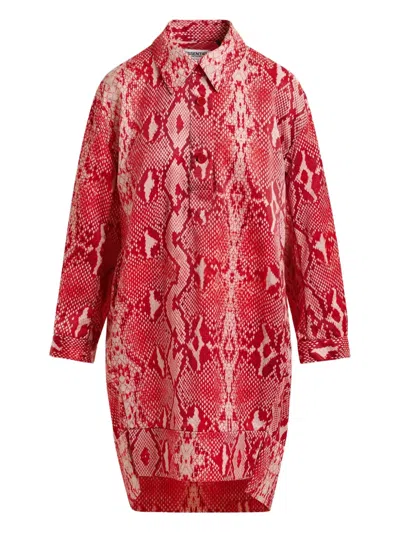 Essentiel Antwerp Snake-print Shirt Mini Dress In Orange