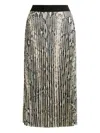 Essentiel Antwerp Snakeskin-print Midi Pleated Skirt In Gray