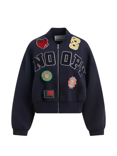 Essentiel Antwerp Snoopy Bomber Jacket In Blue