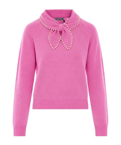 Essentiel Antwerp Faux-pearl Bow-detail Sweater In Pink