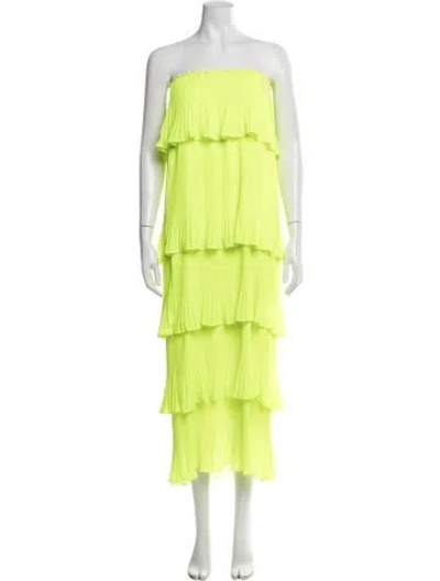 Pre-owned Essentiel Antwerp Strapless Midi Length Dress In Green/yellow