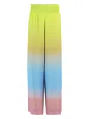 Essentiel Antwerp High-waisted Gradient Print Pants With Elasticized Waistband In Blue