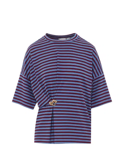 Essentiel Antwerp Striped Brooch-detail T-shirt In Multi