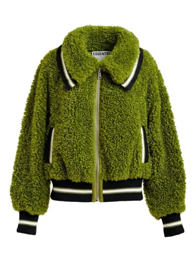 Essentiel Antwerp Striped-details Bomber Jacket In Green