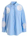 Essentiel Antwerp Striped Lace-patchwork Shirt In Blue