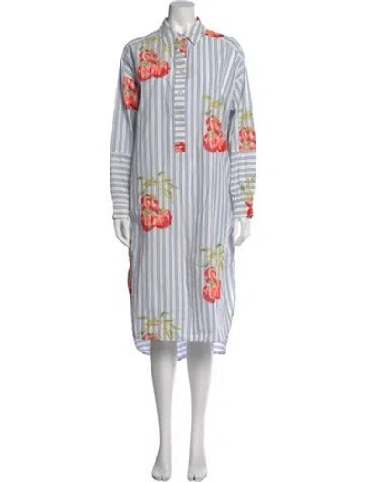 Pre-owned Essentiel Antwerp Striped Long Dress In Blue