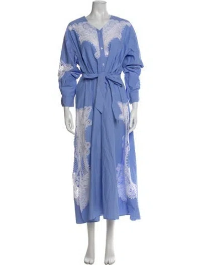 Pre-owned Essentiel Antwerp Striped Long Dress In Blue