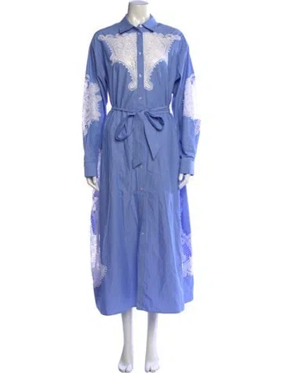 Pre-owned Essentiel Antwerp Striped Long Dress In Blue