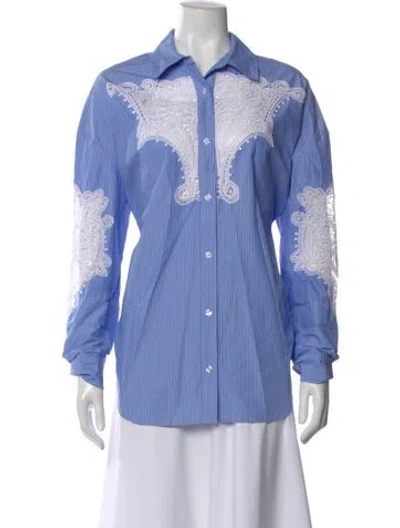 Pre-owned Essentiel Antwerp Striped Long Sleeve Blouse In Blue