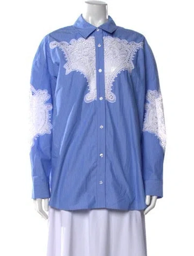 Pre-owned Essentiel Antwerp Striped Long Sleeve Blouse In Blue