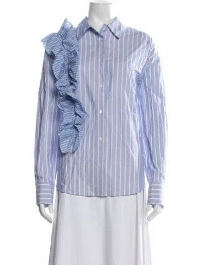 Pre-owned Essentiel Antwerp Striped Long Sleeve Blouse In Blue/white
