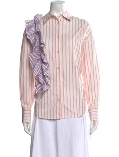 Pre-owned Essentiel Antwerp Striped Long Sleeve Blouse In Pink