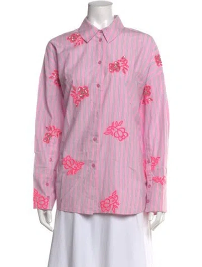 Pre-owned Essentiel Antwerp Striped Long Sleeve Blouse In Pink