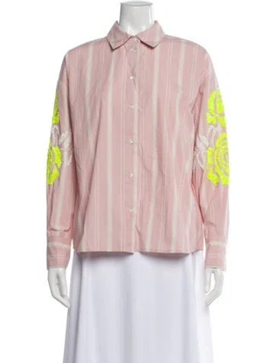 Pre-owned Essentiel Antwerp Striped Long Sleeve Blouse W/ Tags In Pink