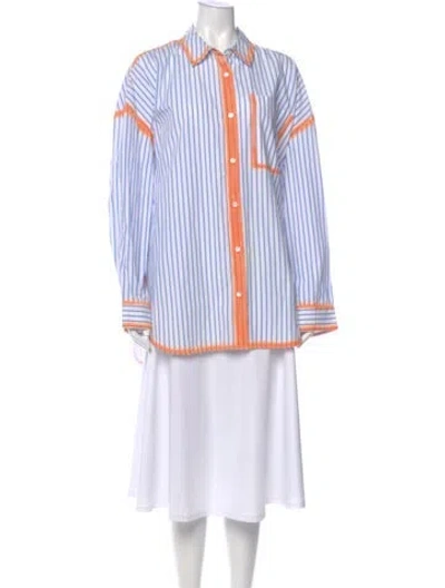 Pre-owned Essentiel Antwerp Striped Long Sleeve Button-up Top