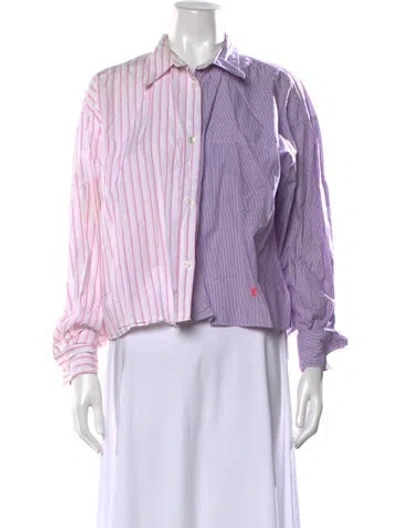 Pre-owned Essentiel Antwerp Striped Long Sleeve Button-up Top In Purple
