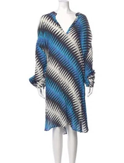 Pre-owned Essentiel Antwerp Striped Midi Length Dress In Blue